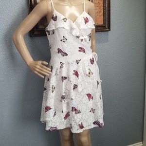 White lace butterfly print dress